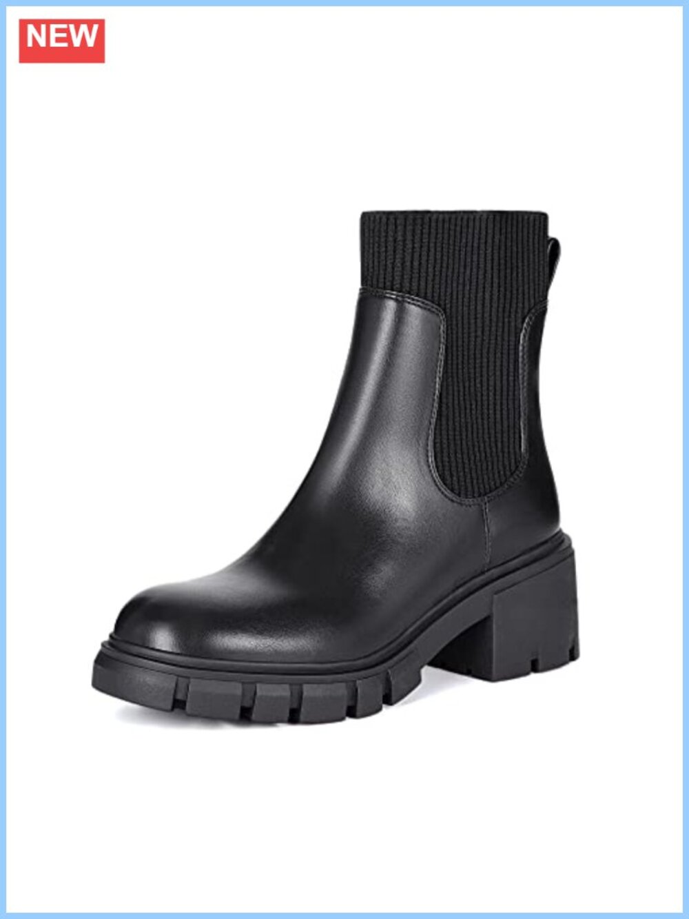 Chunky Platform Chelsea Ankle Boots Sock Bootie PU Suede Block Heel